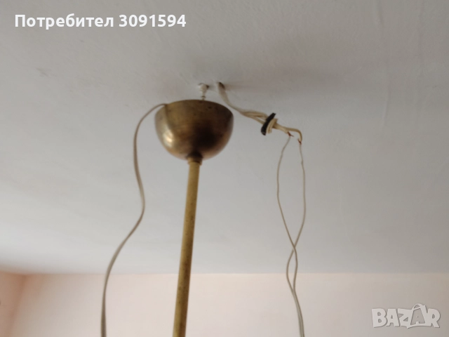 Винтидж лампа, полилей месинг и плат , снимка 2 - Полилеи - 51734109