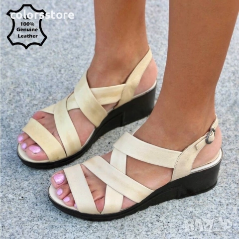 Равни сандали - бежова ЕСТЕСТВЕНА кожа - 44

, снимка 2 - Сандали - 36636057