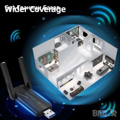 Нов Високоскоростен WiFi адаптер 5dBi антени 1300Mbps USB 3.0 за PC/Лаптоп, снимка 4 - Друга електроника - 46441485