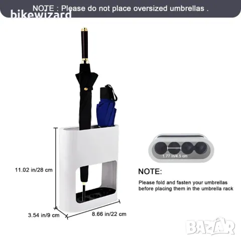 Стойка за чадър, стойка за чадър с подвижна тава за отцеждане 28 x 22 x 9 cm, бял НОВО, снимка 5 - Други - 48668850