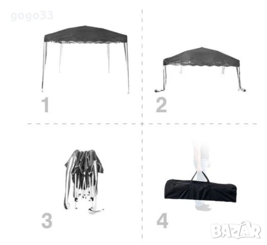 Шатра Muhler 300x300xH260cm – Стабилност и стил за открито удоволствие, снимка 6 - Други - 49892322