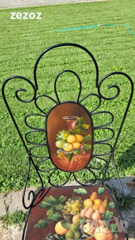 Стол винтидж- метал и дърво, снимка 5 - Столове - 51720346