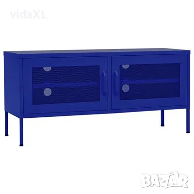 vidaXL ТВ шкаф, нейви синьо, 105x35x50 см, стомана(SKU:336235), снимка 1 - Шкафове - 48553995