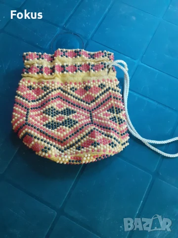 Стара възрожденска мънистена кесия портмоне носия, снимка 4 - Антикварни и старинни предмети - 50929618