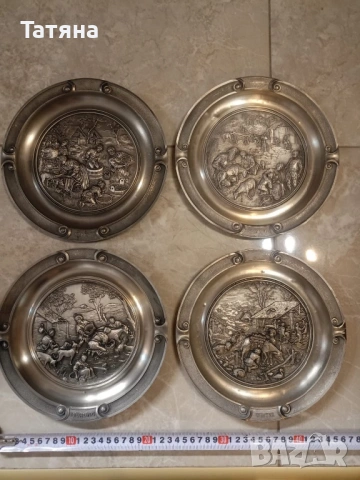 Уникални немски Декоративни чинии от калай 95% 