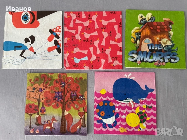 Колекция от 50 броя салфетки с детски мотиви, снимка 6 - Други ценни предмети - 50734817