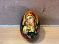 голямо дървено рисувано руско яйце"Богородица с младенеца"/, снимка 6