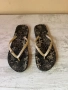 Джапанки с диамантче в кафяв цвят с бежови ленти 37 / 38 номер ❤️, снимка 1
