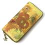 Арт Дамско портмоне от естествена кожа, Цветя Ван Гог, снимка 1
