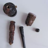 Автентична лула за пушене от дърво и камък на Yao Hill Tribe, снимка 3 - Антикварни и старинни предмети - 45478723