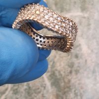 Сребърен пръстен Халка с циркони, снимка 6 - Пръстени - 45729455
