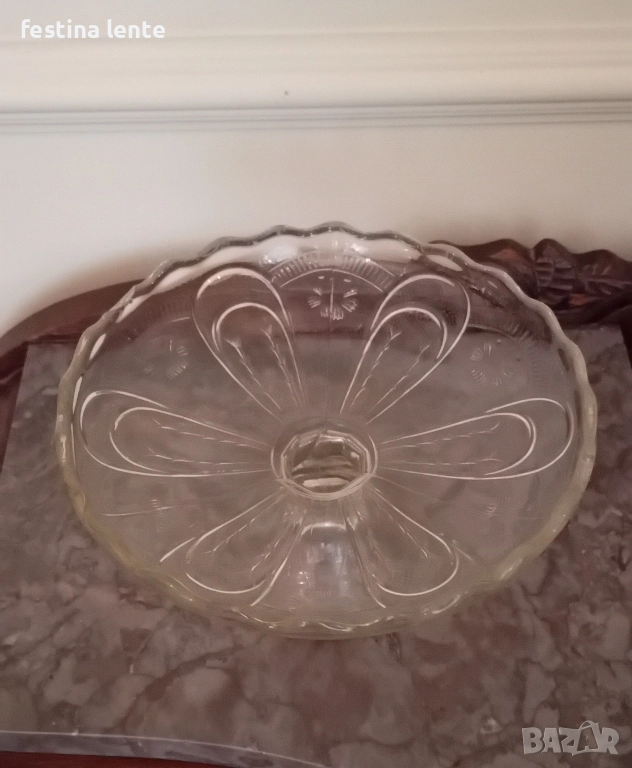 Стъклена,винтидж фруктиера, снимка 1