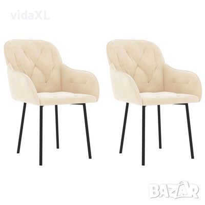 vidaXL Трапезни столове, 2 бр, кремави, кадифе(SKU:344710, снимка 1