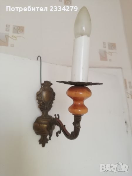 Бароков стенен аплик, бронзова лампа за стена. , снимка 1