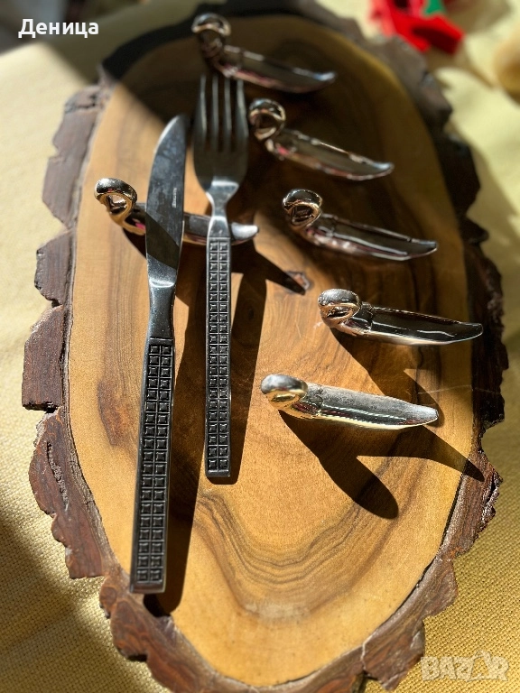Елегантен  комплект от шест поставки за ножове във формата на лебеди Стилен винтидж аксесоар , снимка 1