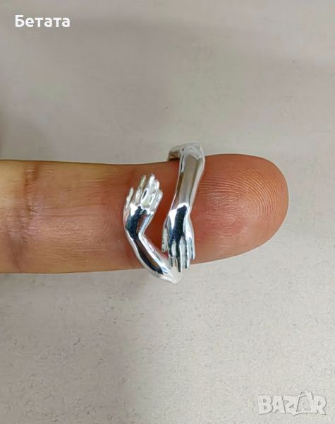 Сребъре пръстен с майчини ръце, красив сребър пръстен, уникален пръстенрегулируем пръстен-925 сребро, снимка 1