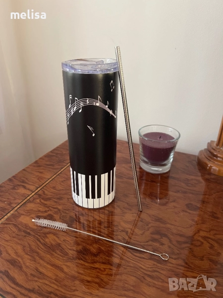 Термо чаша със сламка за топли и студени напитки, снимка 1