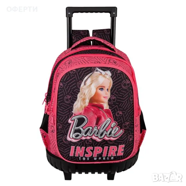 Ученическа чанта - Elementary Pink Black Barbie Trolley арт 239688, снимка 1