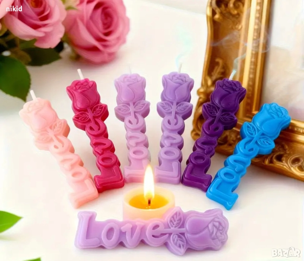 Love Роза прав силиконов молд форма за гипс свещ шоколад декор украса, снимка 1