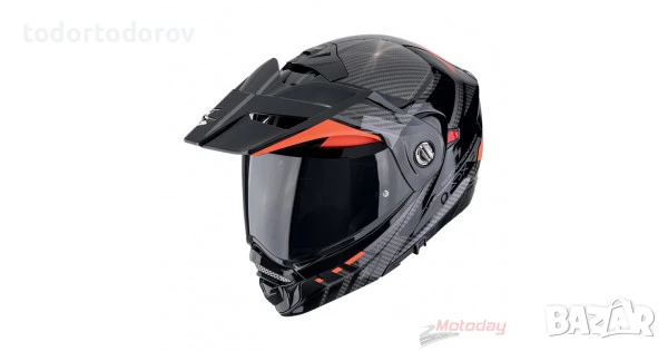Отваряема мото каска SCORPION ADX-2 LEWIS Red Gloss ,вградени очила, снимка 1