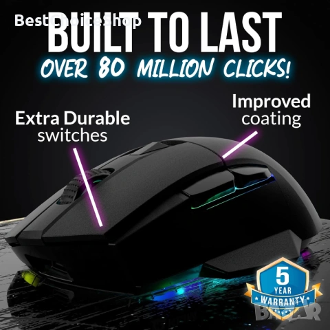 Геймърска безжична мишка KLIM Blaze X RGB, със станция за зареждане +дълготрайна батери+до 12000 DPI, снимка 15 - Клавиатури и мишки - 54260060