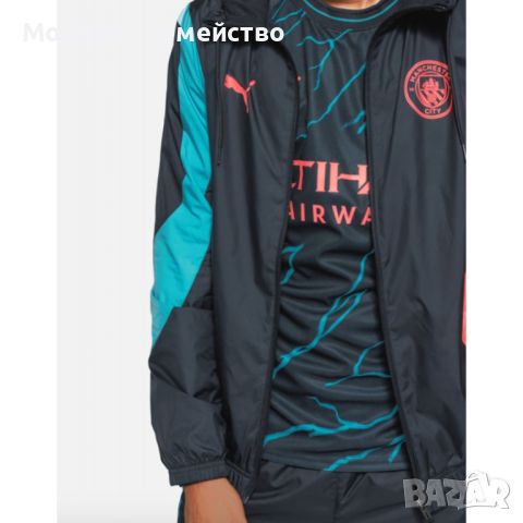 Мъжко яке  puma x manchester city fc pre match anthem jacket dark navy multi, снимка 3 - Якета - 46797629