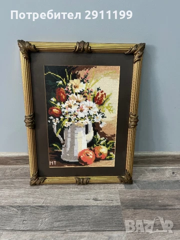 Гоблен натюрморт с цветя, снимка 5 - Гоблени - 50836160