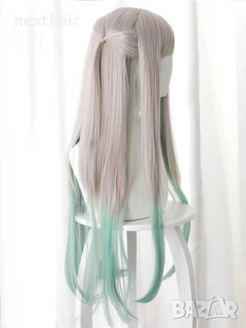 Аниме бяло зелена перука Yashiro Nene Jibaku Shounen Hanako cosplay, снимка 3 - Аксесоари за коса - 51224309