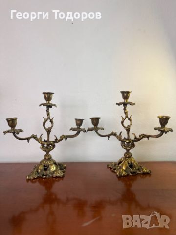 Свещници – Изящна, бронзова пластика, испанско производство., снимка 1 - Декорация за дома - 46442750