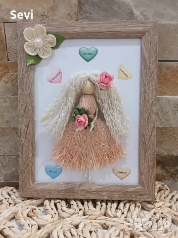 Кукла макраме в рамка-персонализирана!, снимка 2 - Кукли - 49691362