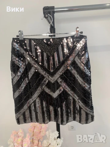 Пола с паети и маниста в размер М, снимка 9 - Поли - 50739032