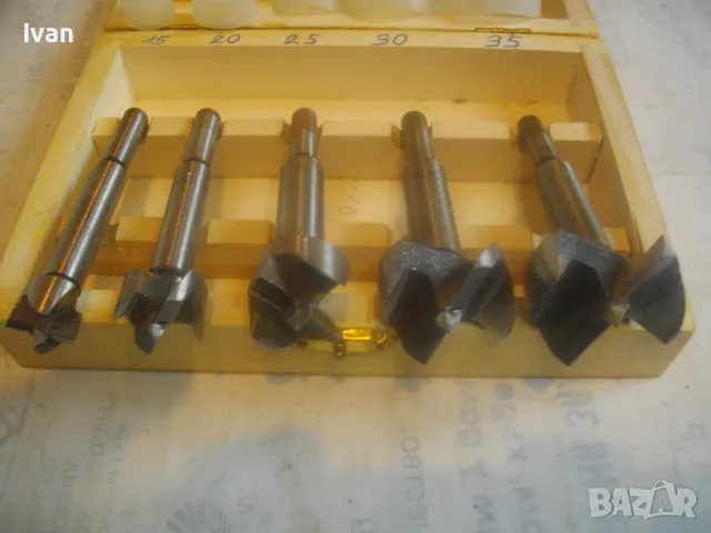 Ф15-Ф35мм НОВ НЕМСКИ КОМПЛЕКТ ГОЛЕМИ ФРЕЗЕРИ ЗА ОБЕРФРЕЗА 5 БРОЯ В ДЪРВЕНА КУТИЯ, снимка 13 - Други инструменти - 49775157