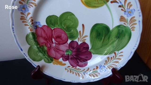 Ръчно рисувана чиния вентидж Belle Fiore -1950-1959г. , снимка 3 - Декорация за дома - 45288184