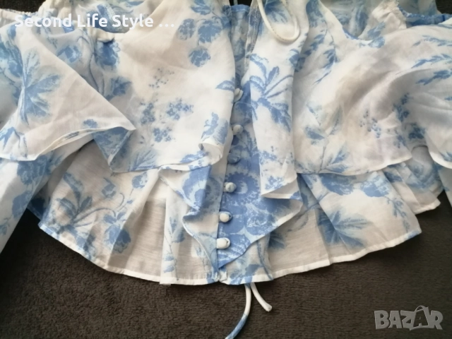 ASOS дамска риза/блуза с волани р-р L, снимка 10 - Корсети, бюстиета, топове - 52908264