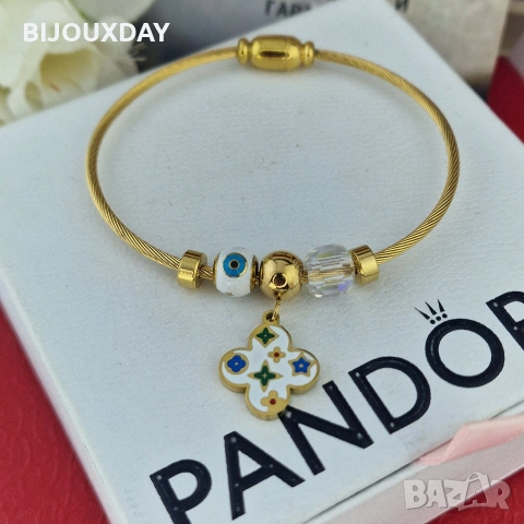 луксозна гривна ван Клийф от медицинска стомана с 18 карата златно покритие