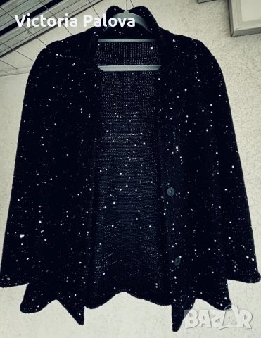 Модна къща MaxMara Weekend черна жилетка с пайети, снимка 3 - Жилетки - 53375837