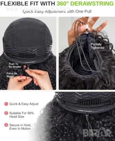 Нова Полуперука естествена коса Kinky Curly 14 инча за жени прическа , снимка 4 - Аксесоари за коса - 54230291