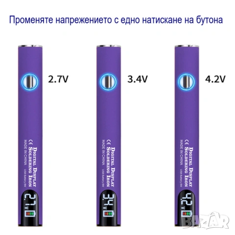 Преносим цифров поялник, регулиране на температурата, USB-C зареждане, снимка 4 - Друга електроника - 53303514