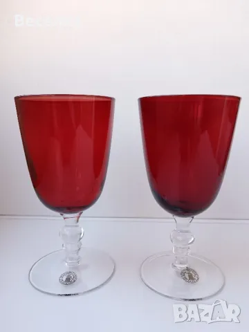 2 бр червени чаши, ръчна изработка, духано стъкло 