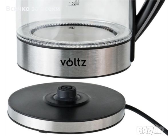 Светеща електрическа кана Voltz V51230E, 2200W, 1.7 литра, стъкло, безжична, 2 ГОДИНИ ГАРАНЦИЯ, снимка 6 - Кани - 45508461