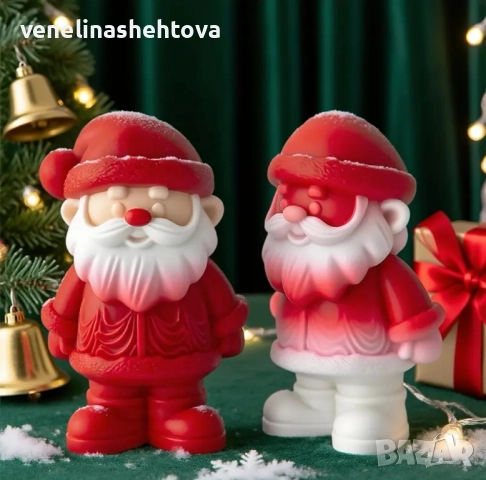 3D Голям дядо Коледа с костюм Силиконов молд форма свещи гипс сапун смола фондан , снимка 2 - Форми - 47695903