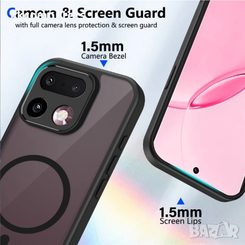 Магнитен Матов Калъф за Realme 16 Pro 5G - PC+TPU, 1.5mm защита, Airbag, Черен, снимка 7 - Калъфи, кейсове - 54148712