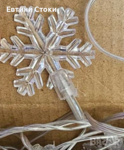 Многоцветни LED лампички със снежинки 5м - коледна украса, снимка 5 - Други - 52182518