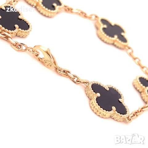 Златна дамска гривна Van Cleef 9,63гр. 18,0см. 14кр. проба:585 модел:37758-3, снимка 3 - Гривни - 53785062