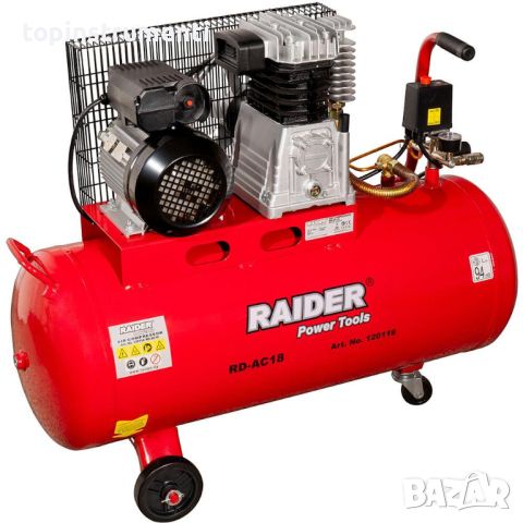 Компресор за въздух 100л. RAIDER RD-AC18, 2200W, 320 л/мин., 8 bar, снимка 2 - Компресори - 45905737