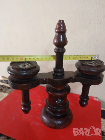 Винтидж дървен свещник, снимка 4 - Други ценни предмети - 54266783