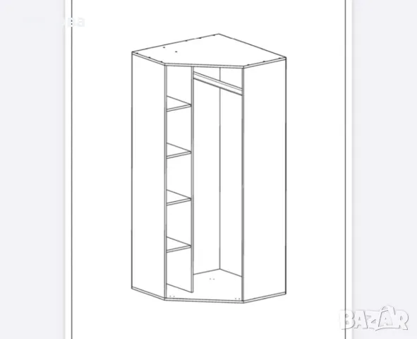 Ъглов гардероб в комплект с етажерка, снимка 2 - Гардероби - 46899291