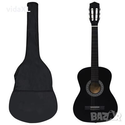 vidaXL Комплект класическа китара за начинаещи 8 части черен 3/4 36"（SKU:70119