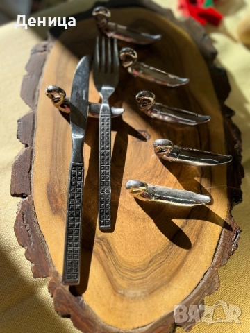 Елегантен  комплект от шест поставки за ножове във формата на лебеди Стилен винтидж аксесоар 