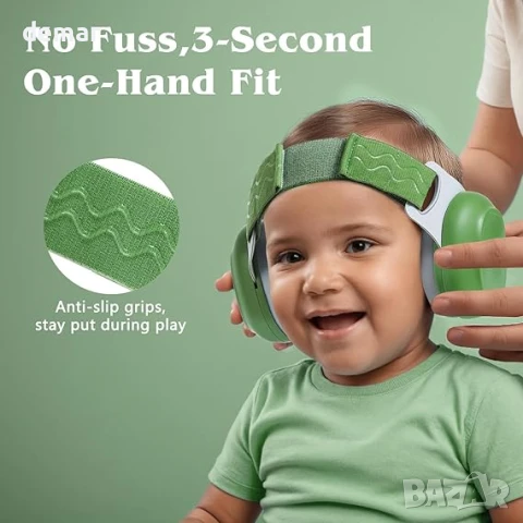 Бебешки наушници Bella's Friends за защита от шум - Удобни и регулируеми, 3-48 месеца, зелени, снимка 4 - Други - 50964467